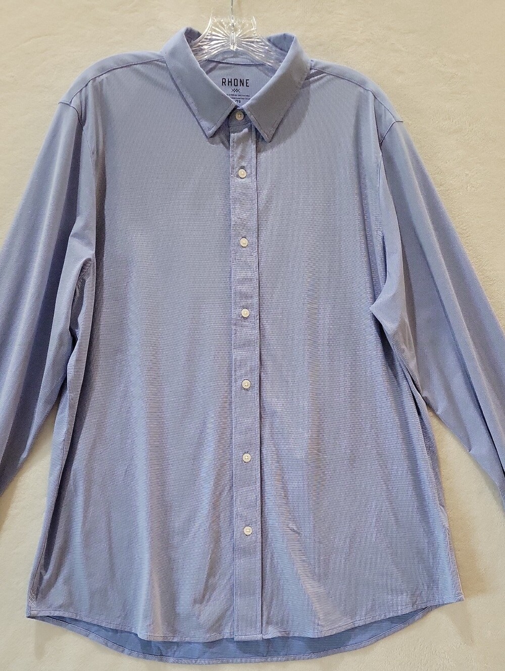 Rhone Commuter Shirt Men's XL Blue Micro Check Performance Stretch Button Down
